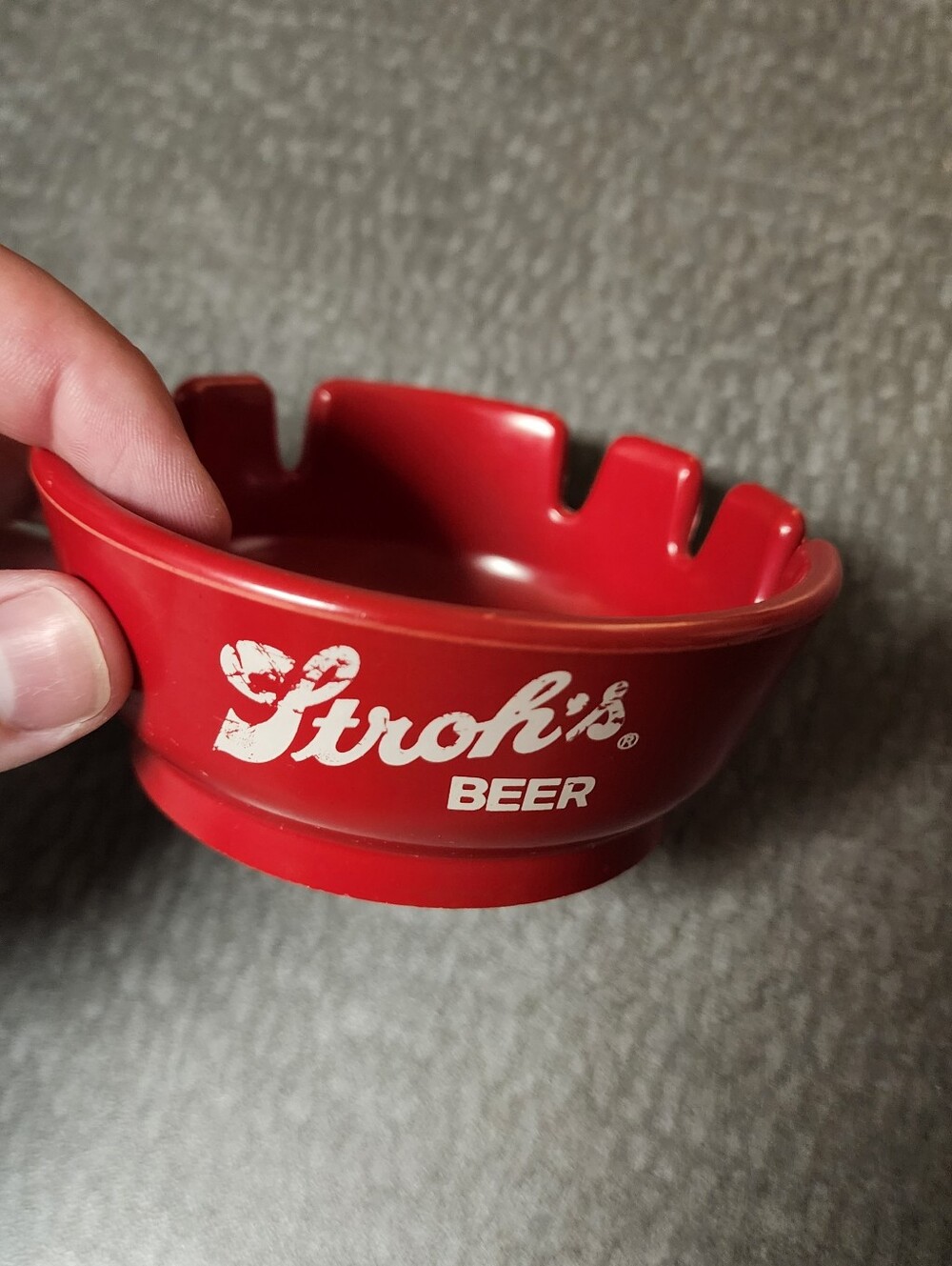 Vintage Strohs Beer Ashtray NOS Melamine 4" Deep Dish Stroh A Party Red Curran